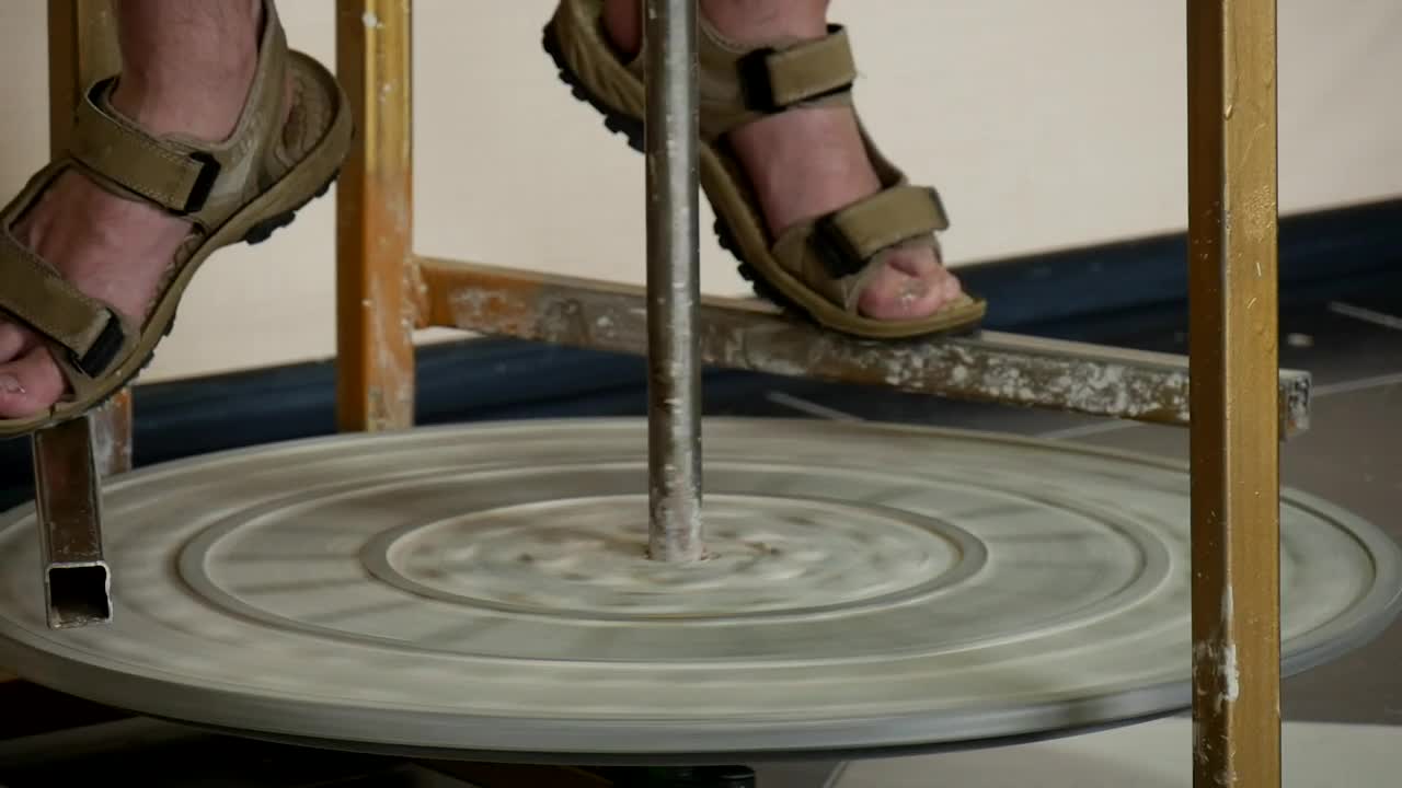 Download Stock Video Male Potter Feet In Sandals And Rotating Wheel Animated Wallpaper