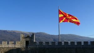 Download Stock Video Macedonian Flag Waving At The Fortress Animated Wallpaper