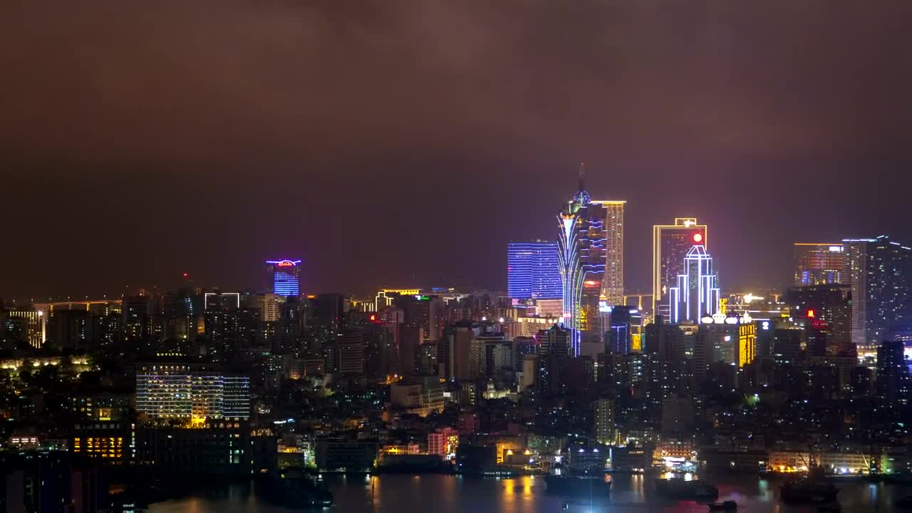 Download Stock Video Macau Peninsula Cityscape At Night Animated Wallpaper