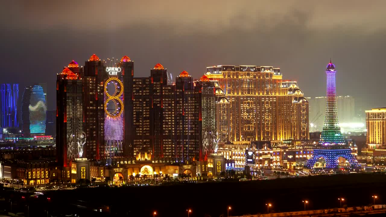 Download Stock Video Macau Casinos Flashing At Night Animated Wallpaper