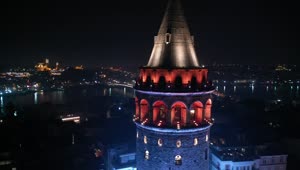 Download Stock Video Lights Throughout The Galata Tower Animated Wallpaper