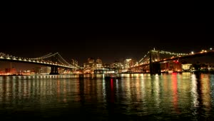 Download Stock Video Lights Of The Brooklyn And Manhattan Bridges Animated Wallpaper