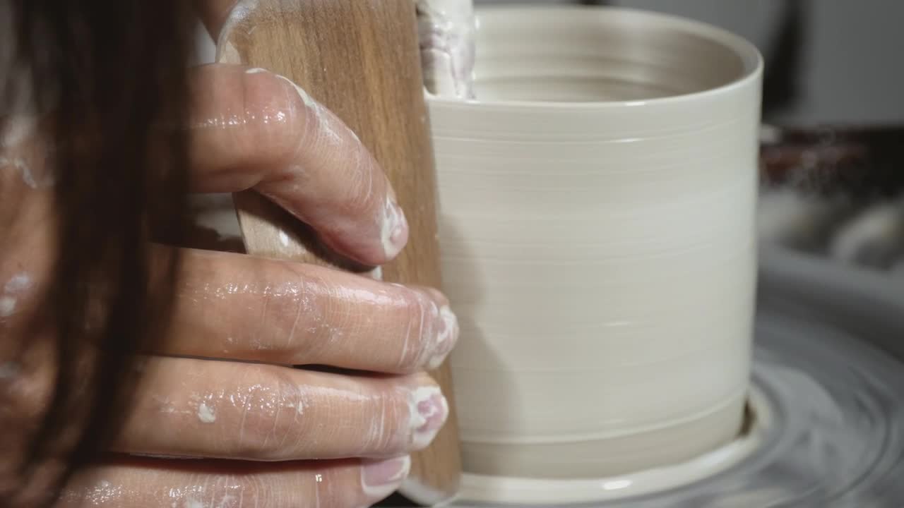 Download Stock Video Molding Clay Pot On The Pottery Whee Animated Wallpaper