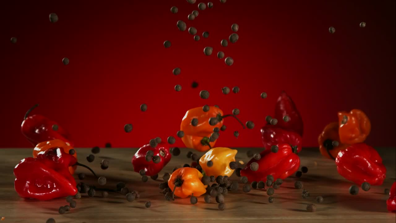 Download Stock Video Mix Of Peppers Falling To The Tabl Animated Wallpaper