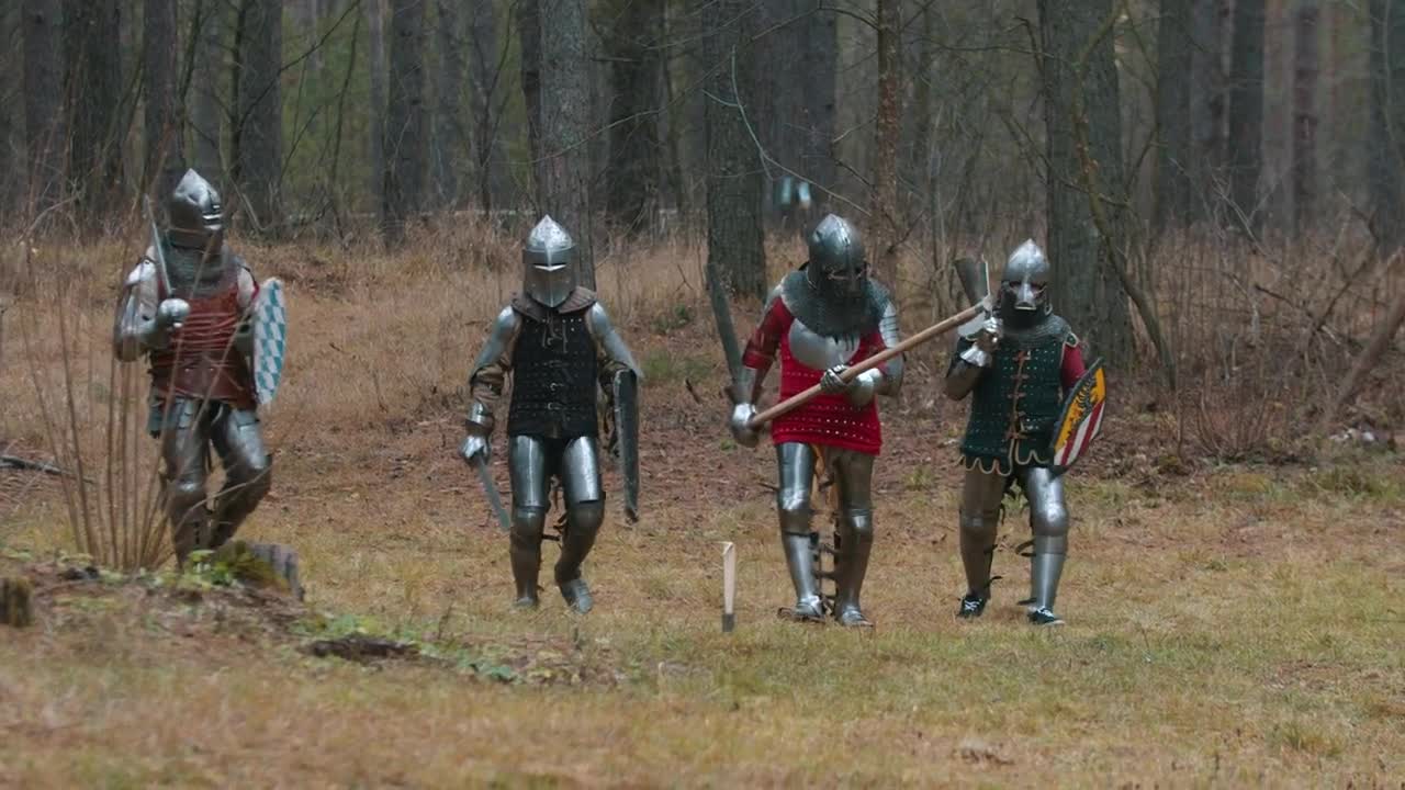 Download Stock Video Medieval Warriors In Armor In A Fores Animated Wallpaper