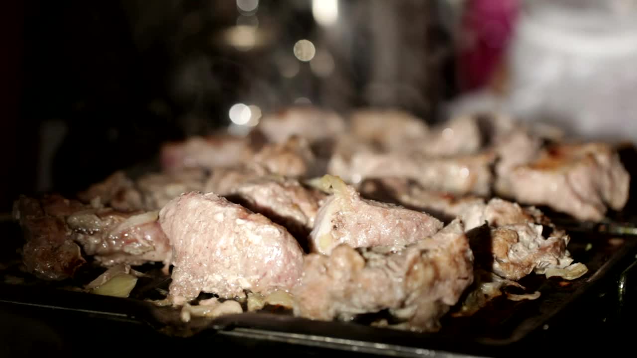 Download Stock Video Meat Cooking On An Open Gril Animated Wallpaper