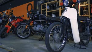 Download Stock Video Many Motorcycles Parked In A Row In A Garag Animated Wallpaper