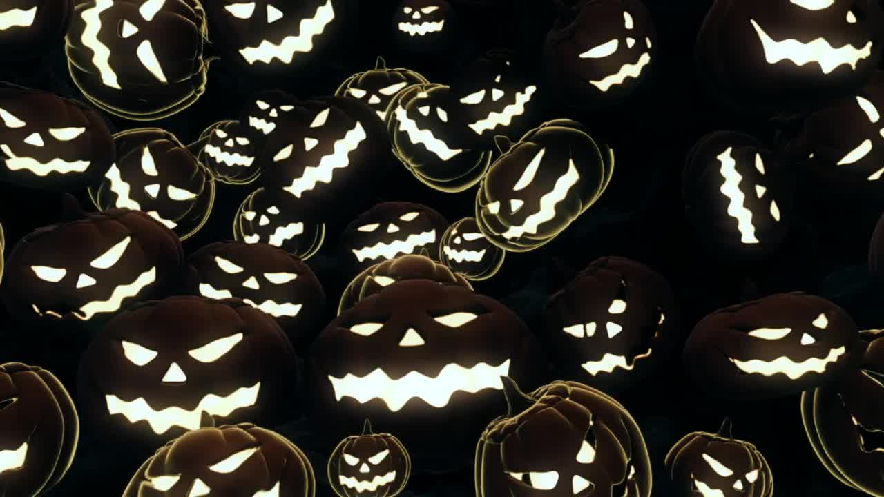 Download Stock Video Many Halloween Pumpkins Lit Animated Wallpaper