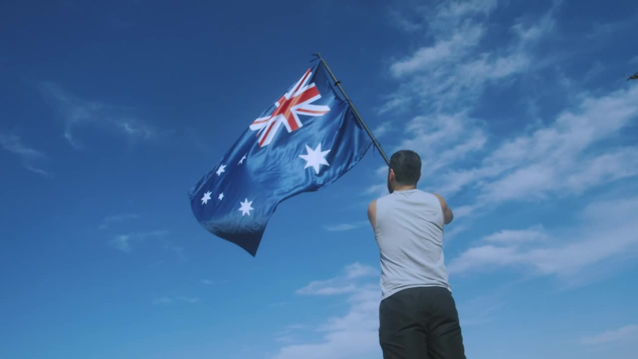 Download Stock Video Man Waving An Australian Fla Animated Wallpaper