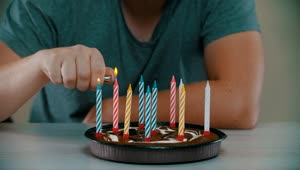 Download Stock Video Man Lighting Candles On A Small Birthday Cak Animated Wallpaper