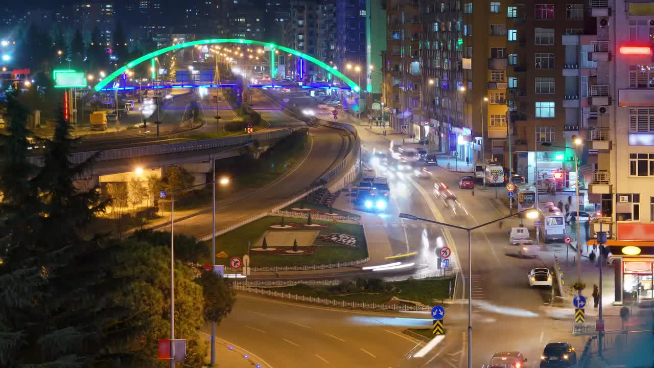 Download Stock Video Night Traffic Seen From A Building In A Popular Area Live Wallpaper