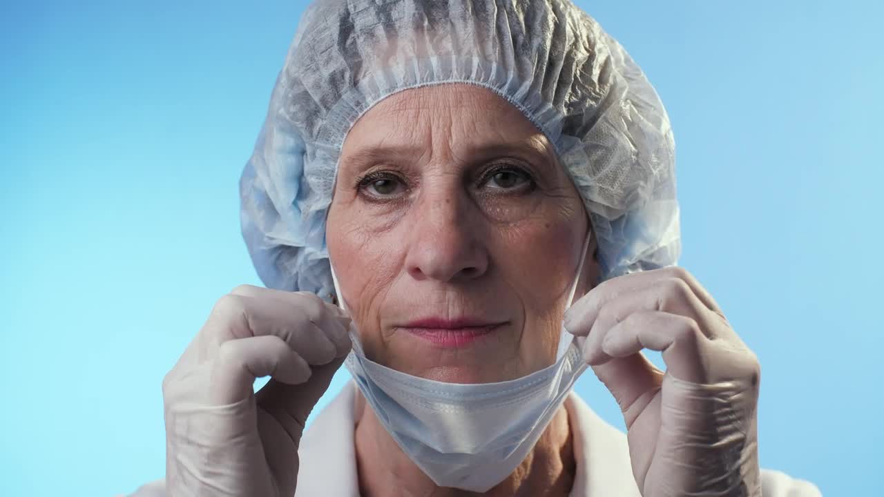 Download Stock Video Old Female Doctor Puts On An N Mask Live Wallpaper