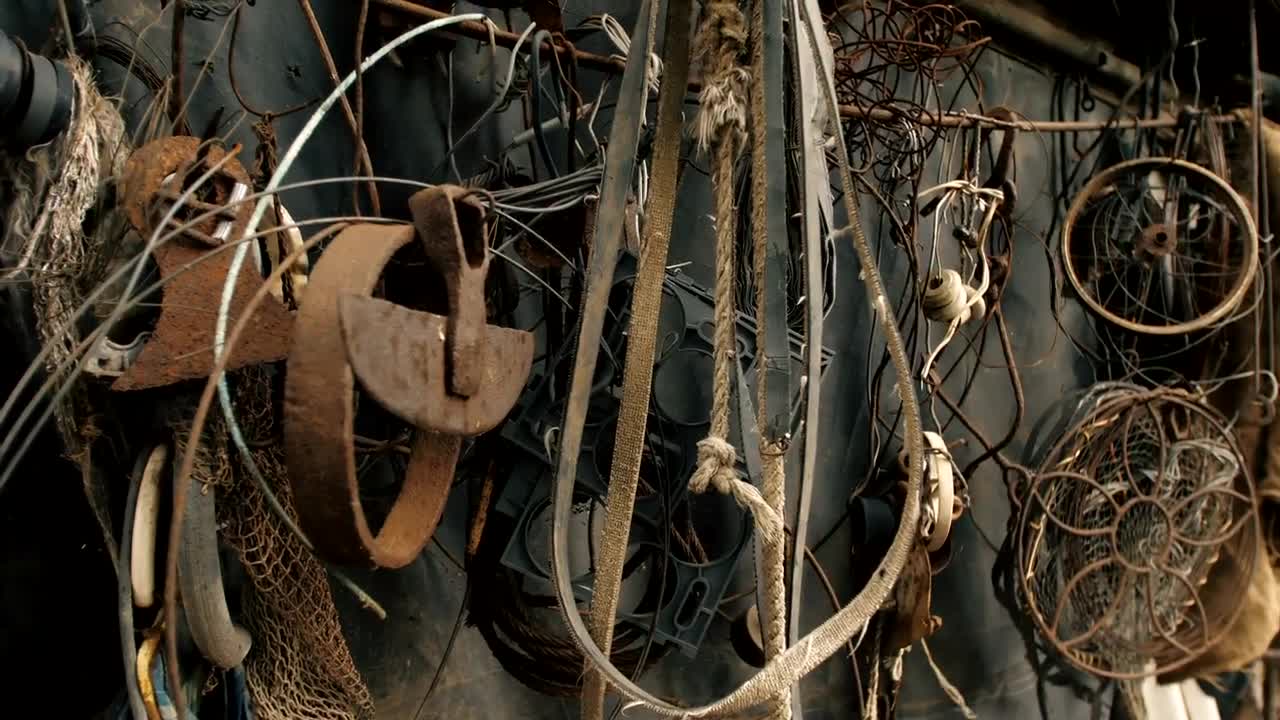 Download Stock Video Old Metal Items Hanging On The Wall Live Wallpaper