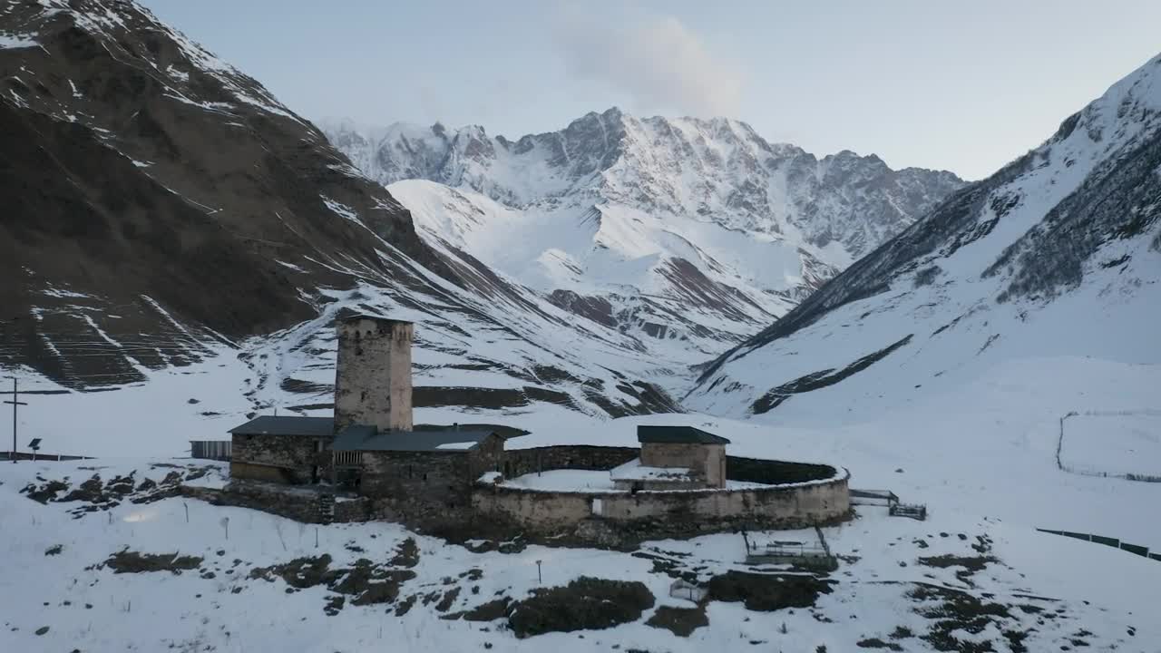 Download Stock Video Old Monastery In A Snowy Valley Live Wallpaper