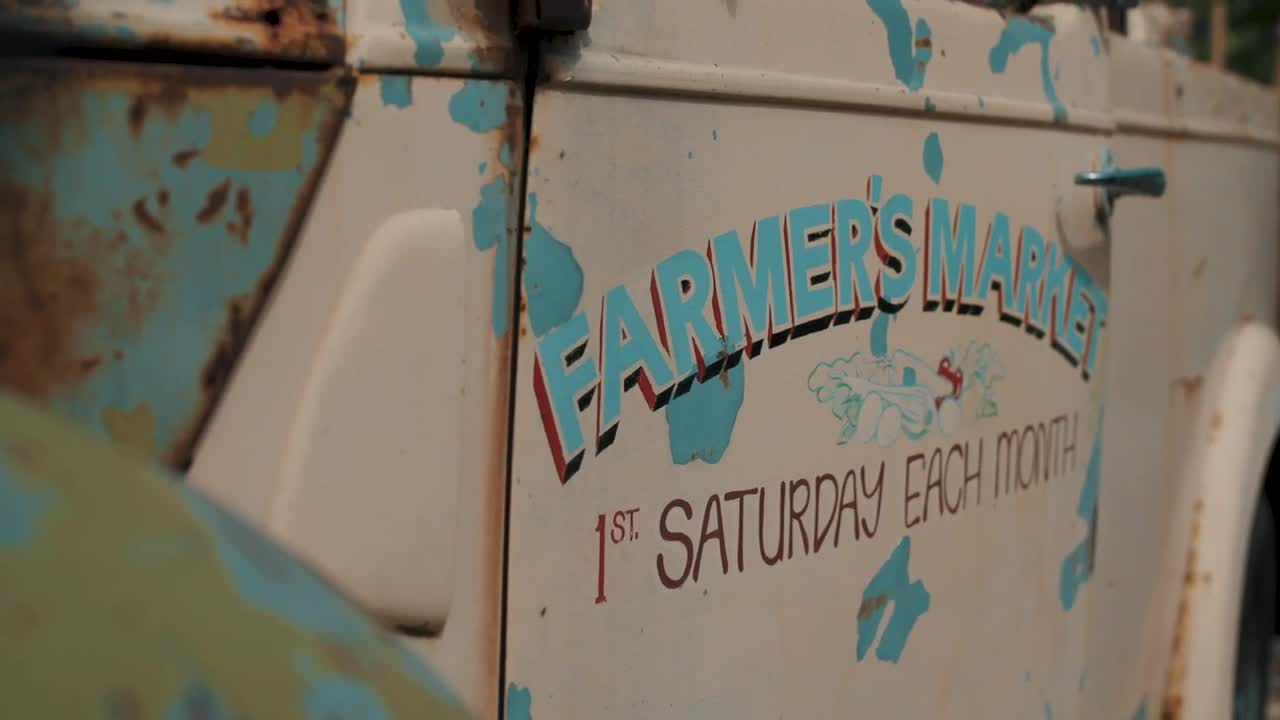 Download Stock Video Old Truck Door Advertising A Farmers Market Live Wallpaper