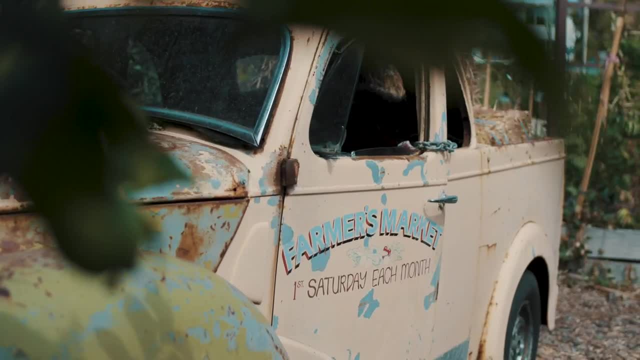 Download Stock Video Old Truck Parked At A Farmers Market Live Wallpaper