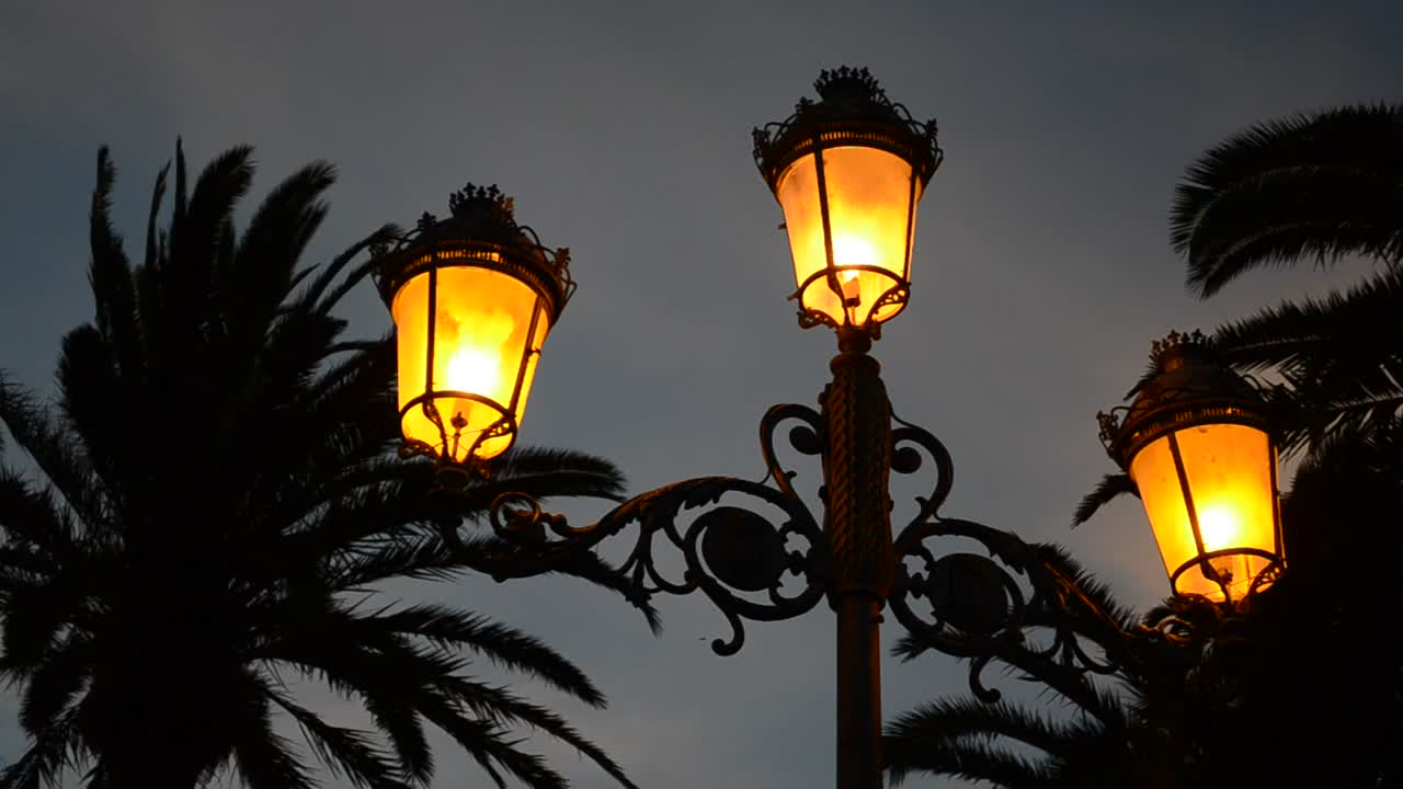 Download Stock Video Orange Street Lamps At Night Live Wallpaper