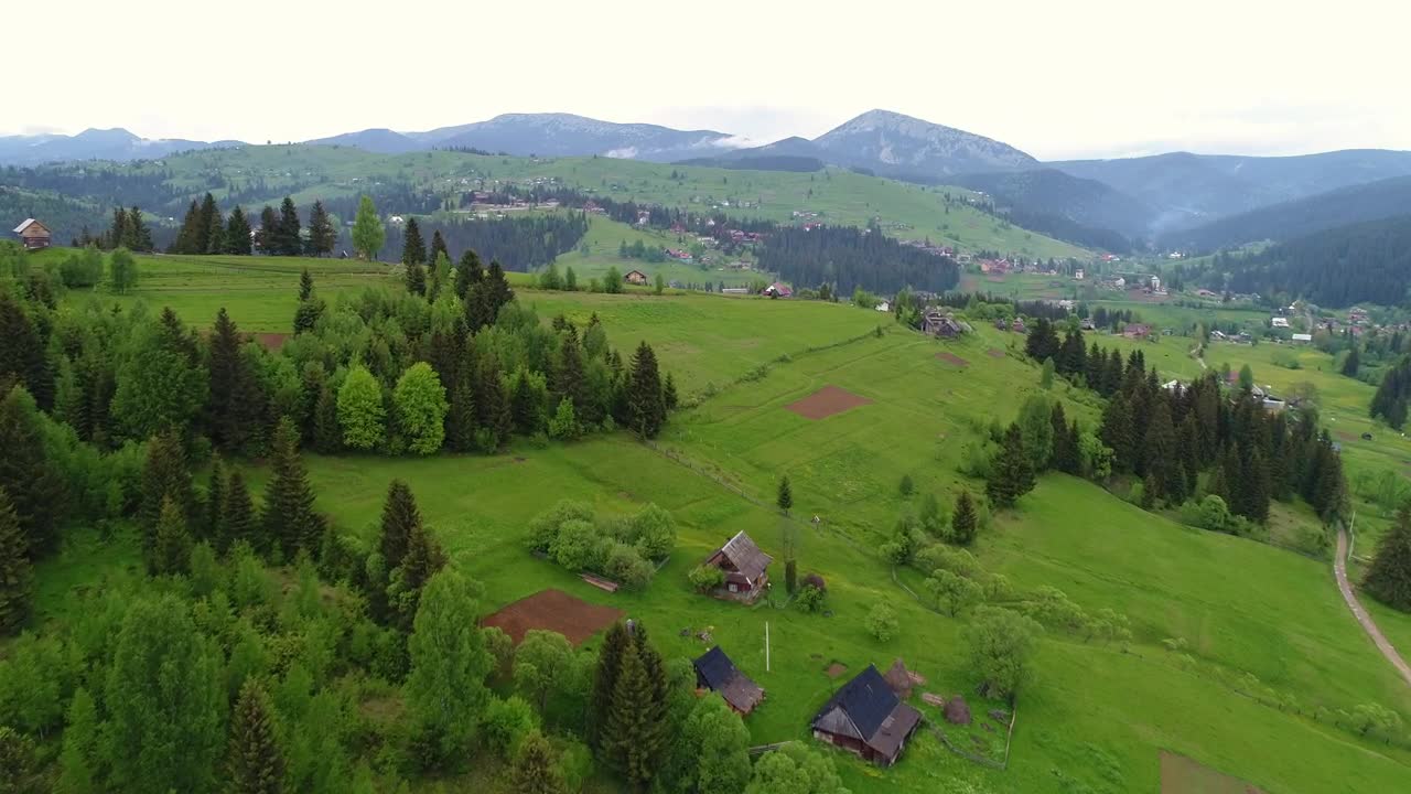 Download Stock Video Panoramic Aerial Shot Of A Mountain Village Live Wallpaper