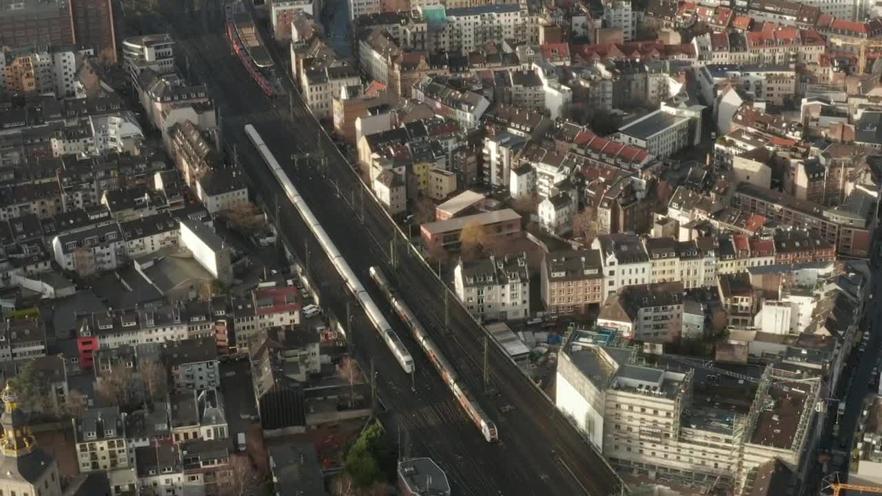 Download Stock Video Passenger Trains In The Middle Of A European City Live Wallpaper