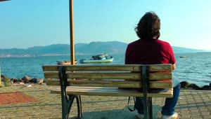 Download Stock Video Pensive Man Looks At The Sea From A Bench Live Wallpaper