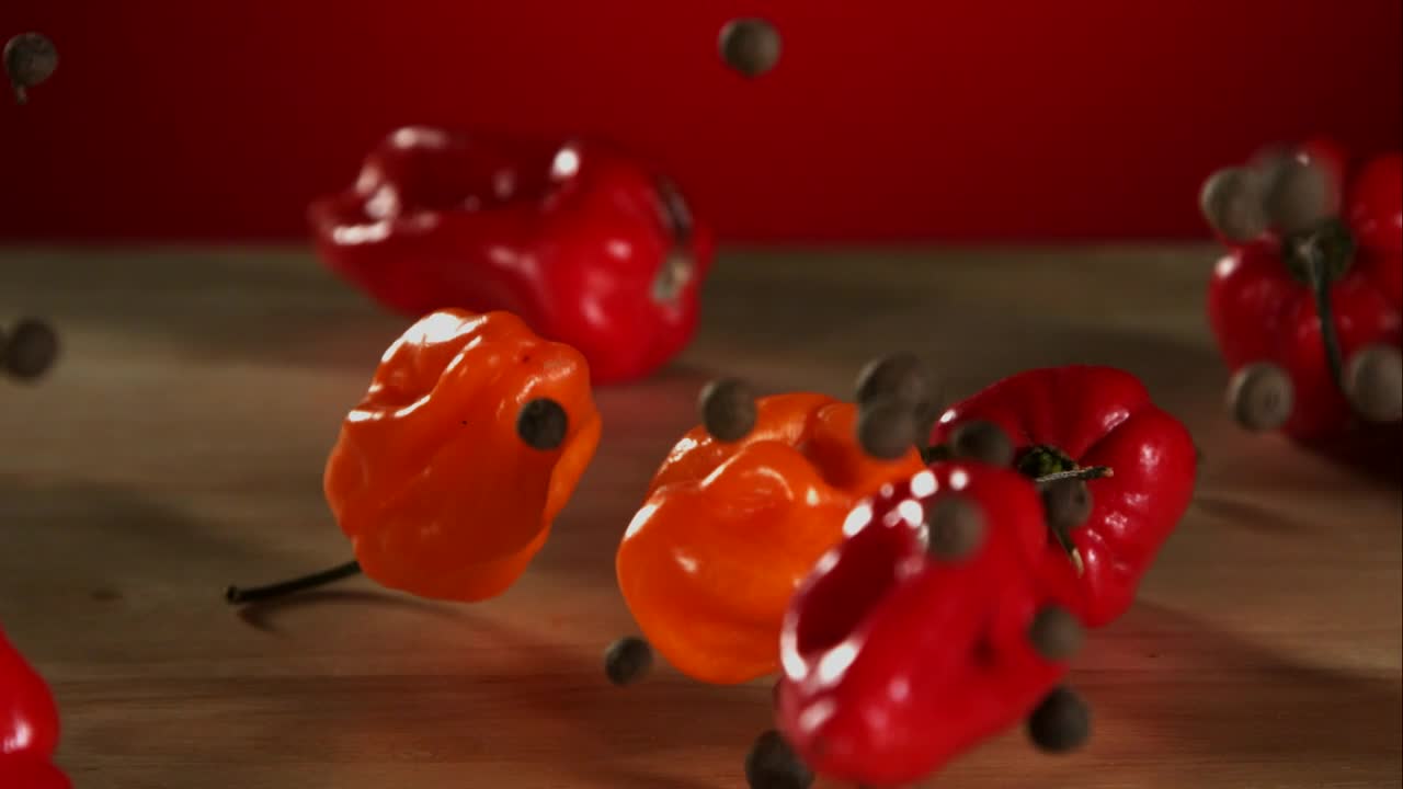 Download Stock Video Peppers Falling And Bouncing Into The Table Live Wallpaper