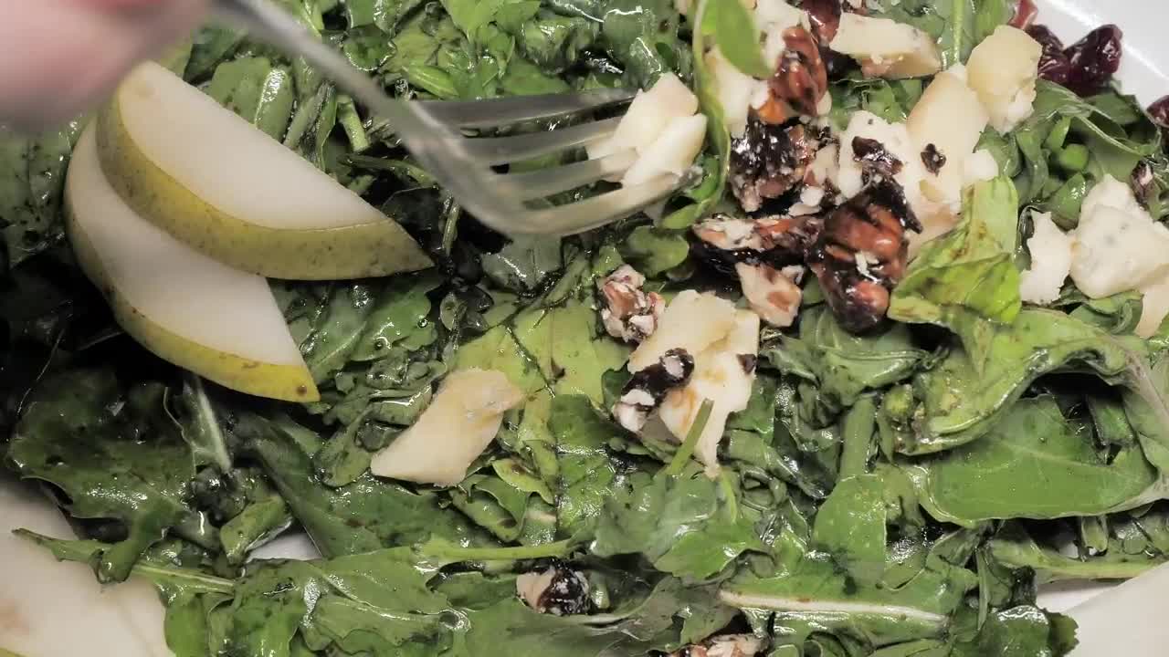 Download Stock Video Person Eating Salad With Fork Live Wallpaper