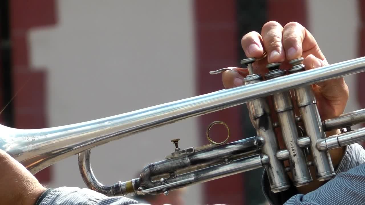 Download Stock Video Person Playing A Trumpet Close Up Live Wallpaper