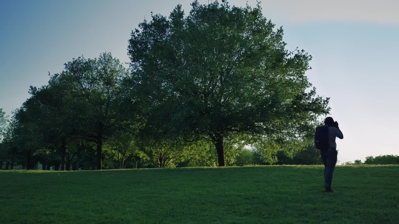 Download Video Stock Person Taking Photos Outdoors In A Meadow Live Wallpaper Free