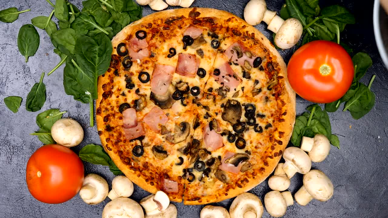 Download Video Stock Placing Raw Mushrooms On A Cooked Pizza Live Wallpaper Free