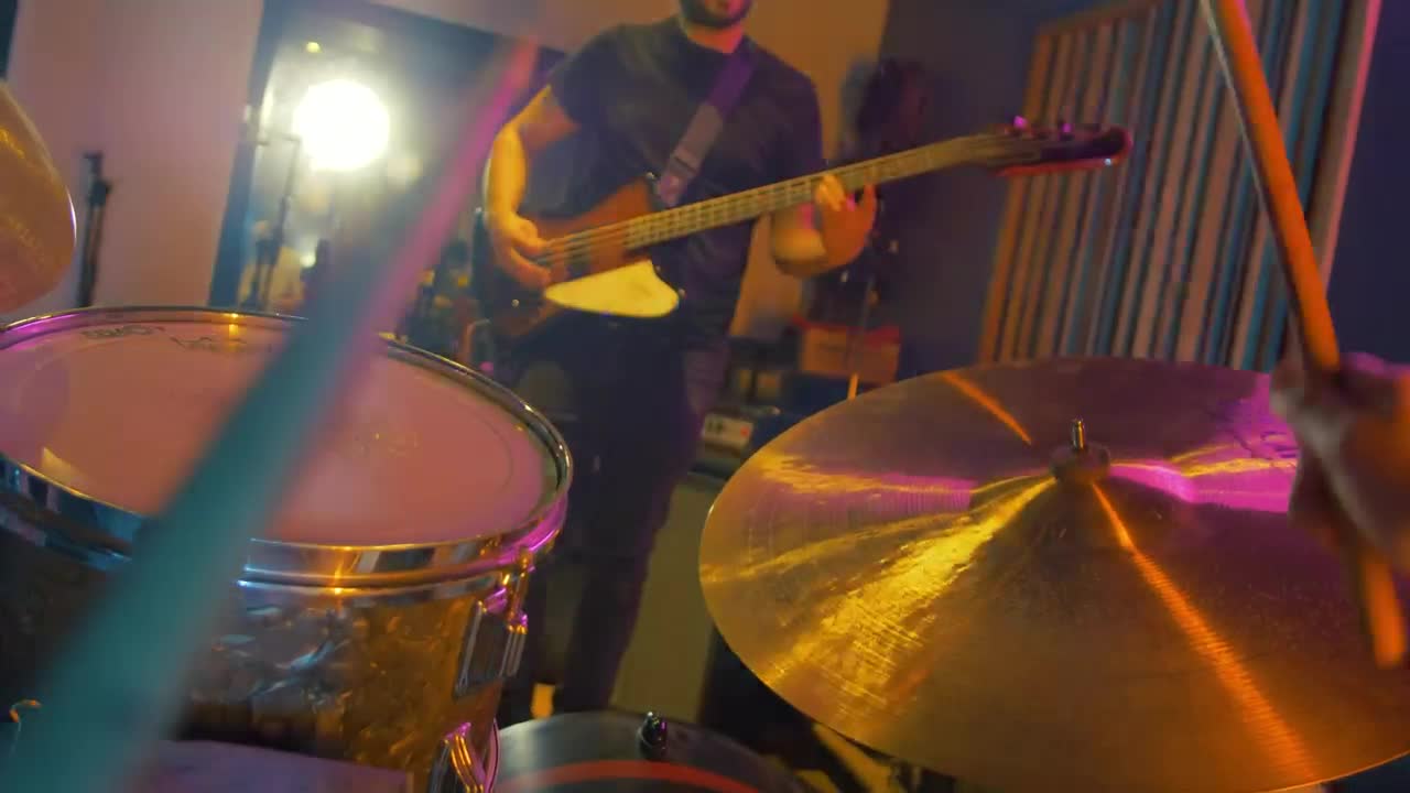 Download Video Stock Point Of View Of A Drummer Playing In A Group Live Wallpaper Free