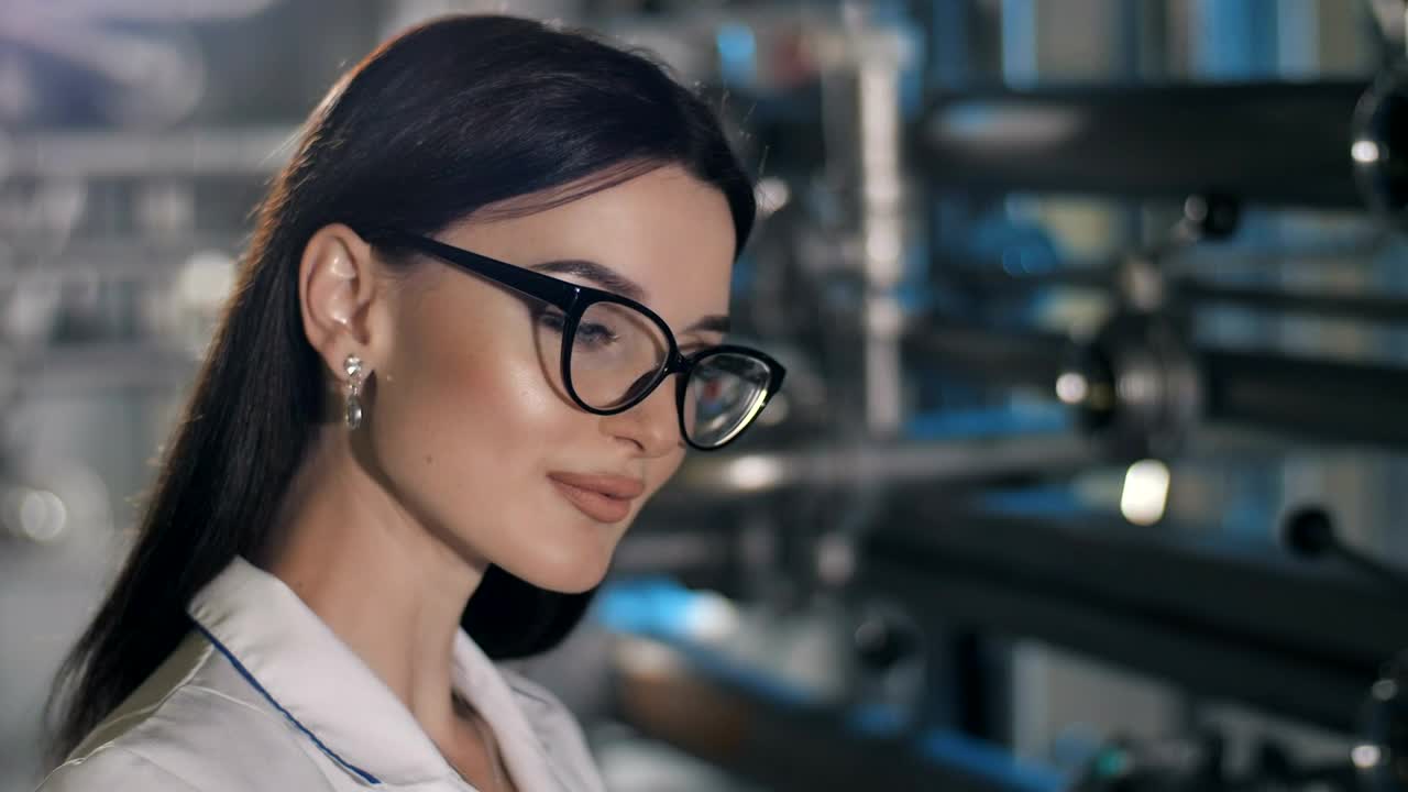 Download Video Stock Portrait Of Woman In Eyeglasses In Factory Live Wallpaper Free