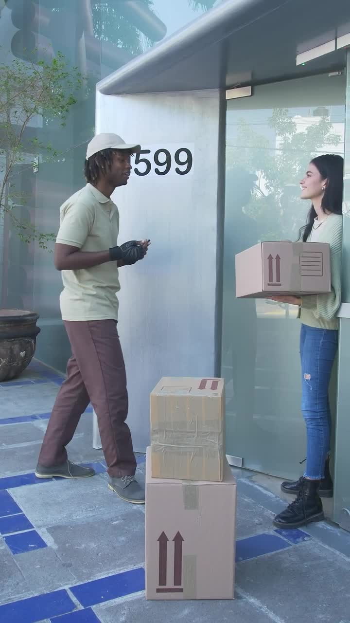 Download Video Stock Postman Delivering A Package To A Girl Live Wallpaper Free