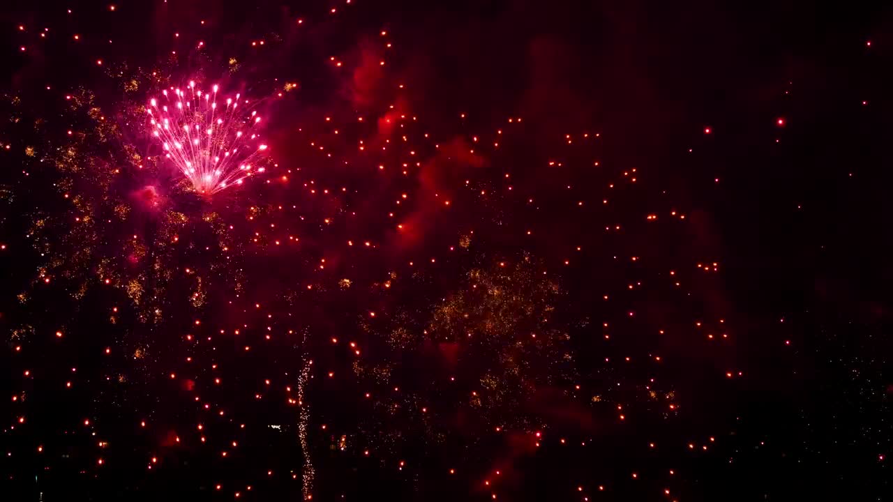 Download Video Stock Red Fireworks At City Day Festival Live Wallpaper Free