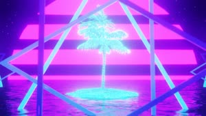 Download Free Stock Video Retro S Vhs Style Triangles Spin Over Neon Palm Tree Live Wallpaper