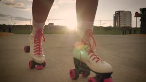 Download Free Stock Video Roller Skates Of A Girl When Skating Down An Empty Live Wallpaper