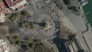 Download Free Stock Video Roundabout Near A Dock Top Aerial Shot Live Wallpaper