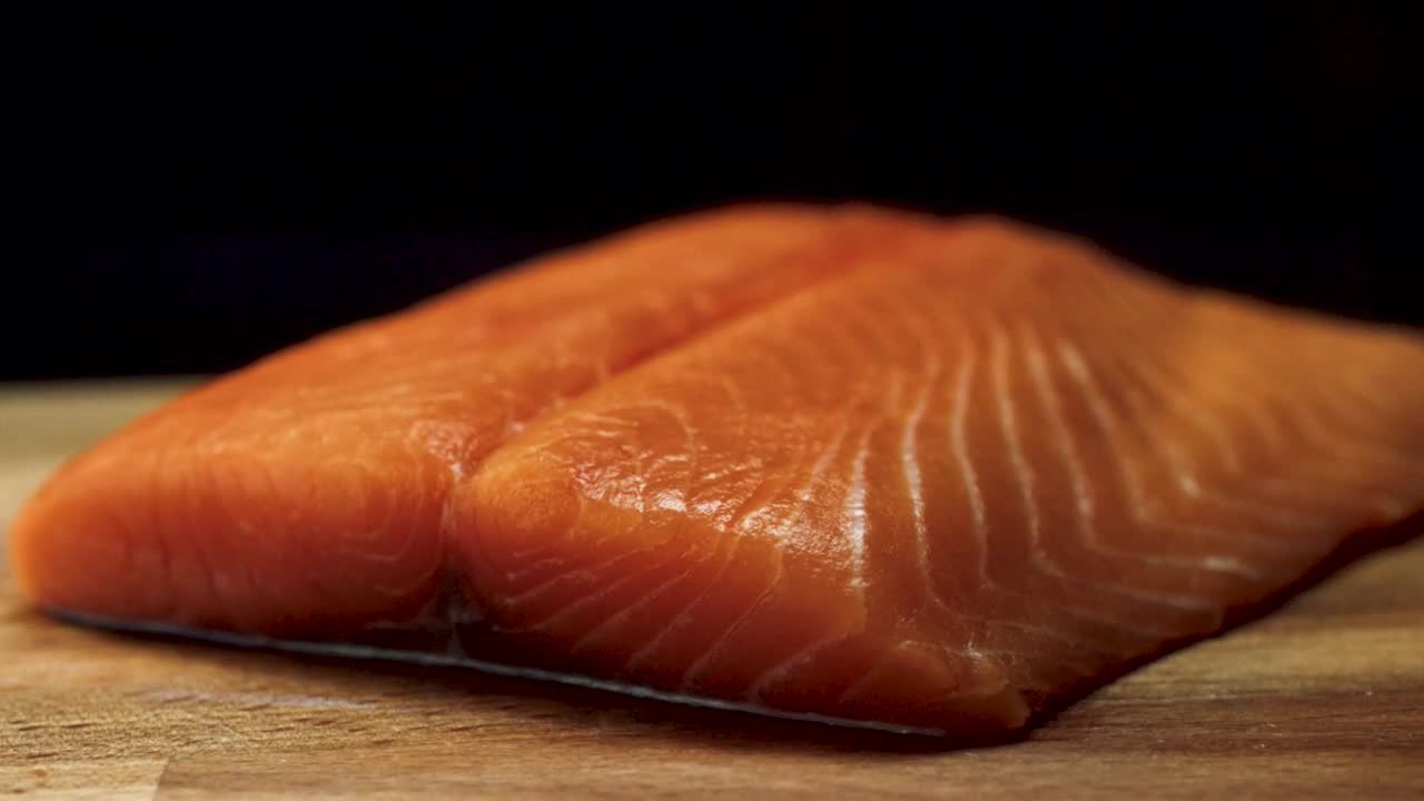 Download Free Stock Video Salmon Fillet On A Chopping Board Live Wallpaper