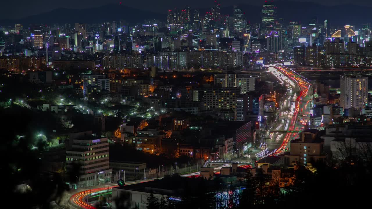 Download Free Stock Video Seoul Traffic At Night And Cityscape Live Wallpaper