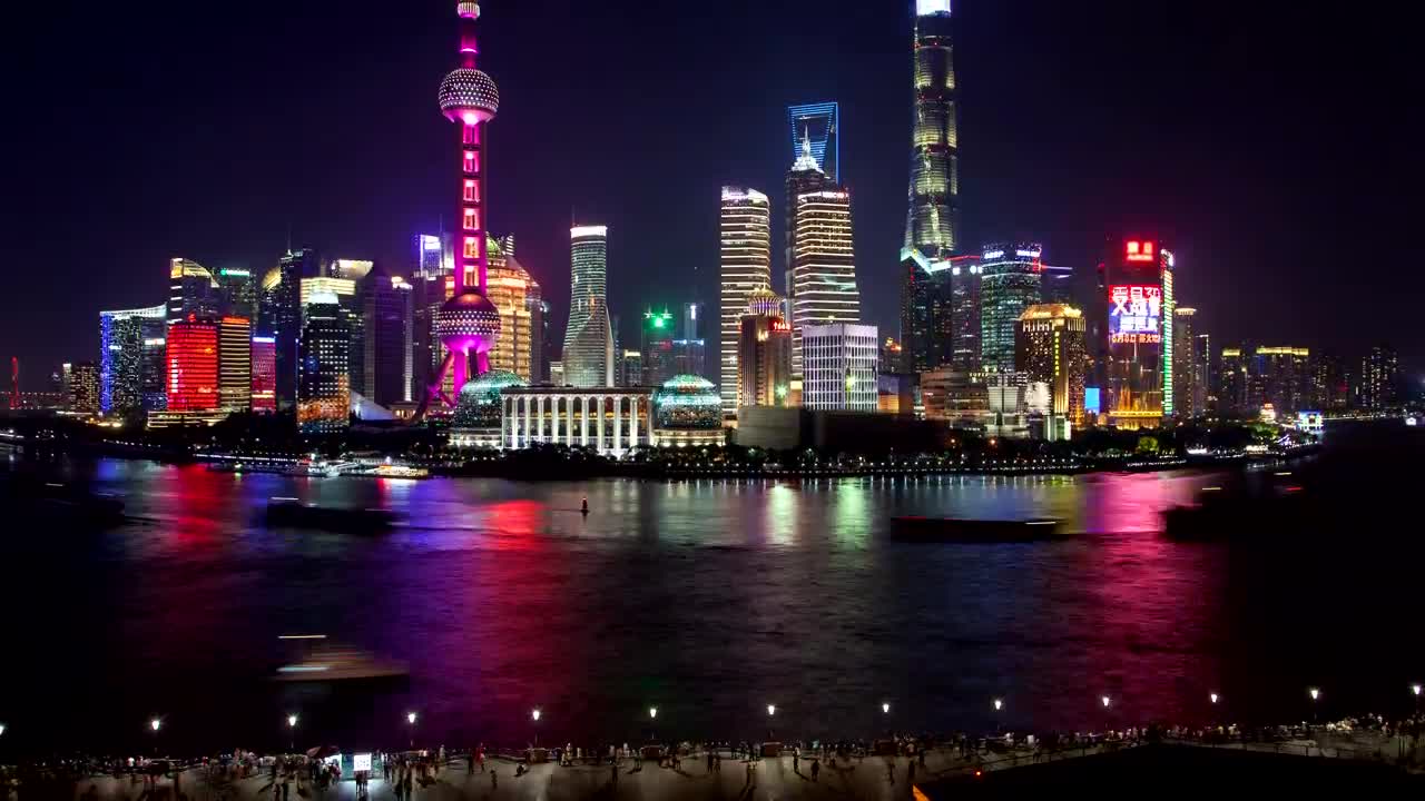 Download Free Stock Video Shanghai River And Illuminated City Buildings Live Wallpaper