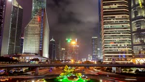 Download Free Stock Video Shanghai Roundabout And Skyscrapers At Night Live Wallpaper