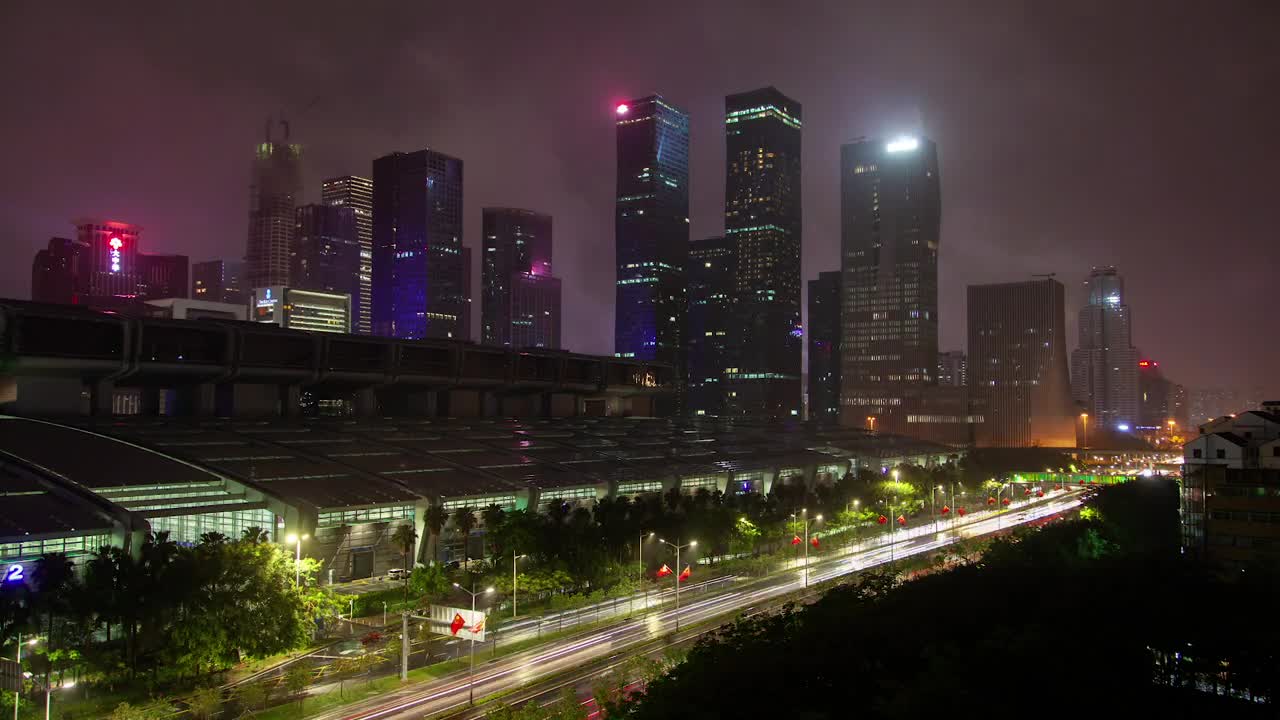 Download Free Stock Video Shenzhen Convention Center At Night Live Wallpaper