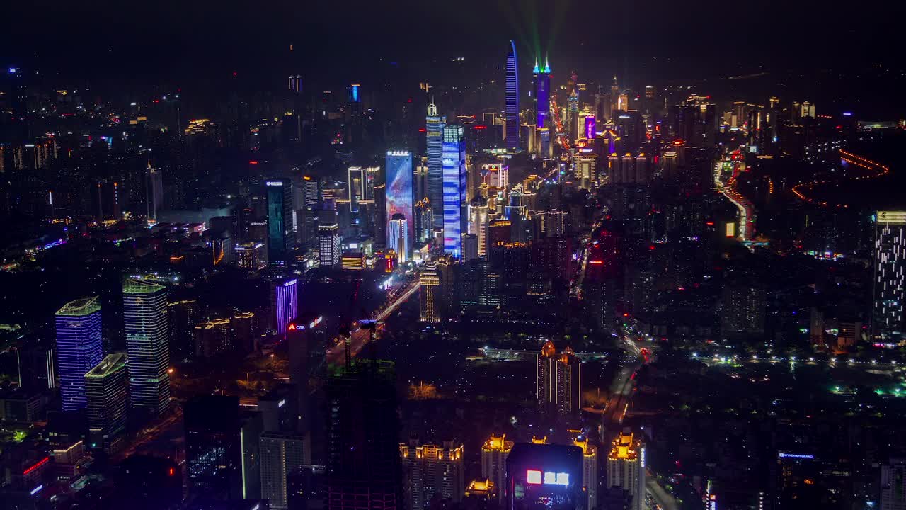 Download Free Stock Video Shenzhen Iluminated Skyscrapers At Night Live Wallpaper