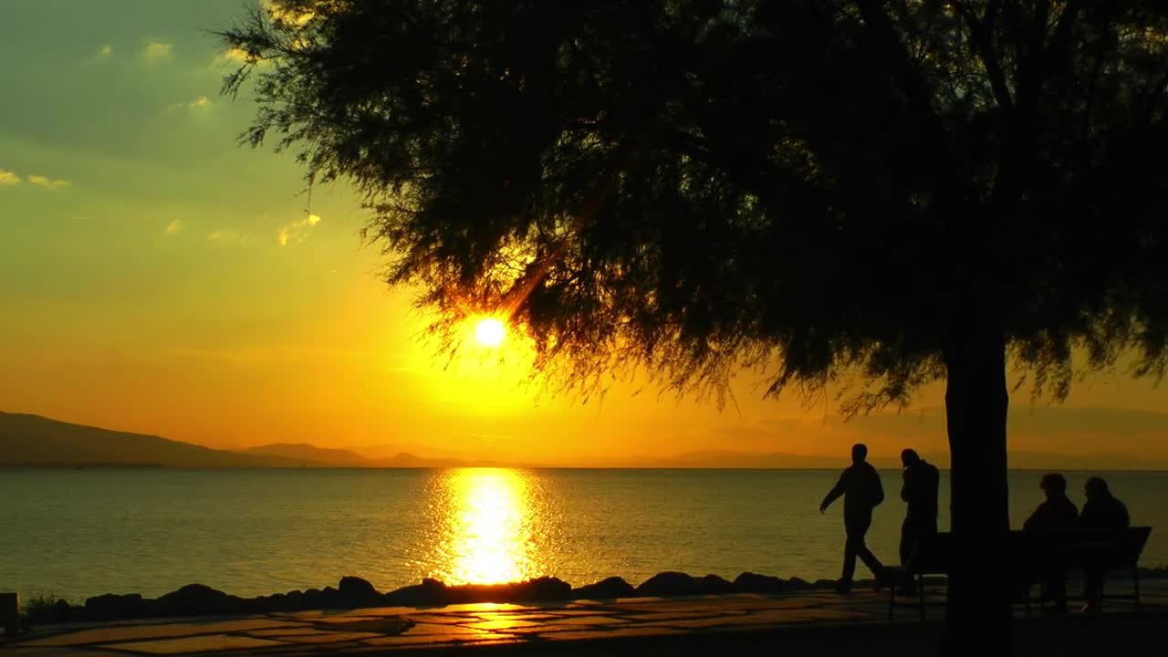 Download Free Stock Video Silhouette Of People Walking On The Boardwalk Live Wallpaper