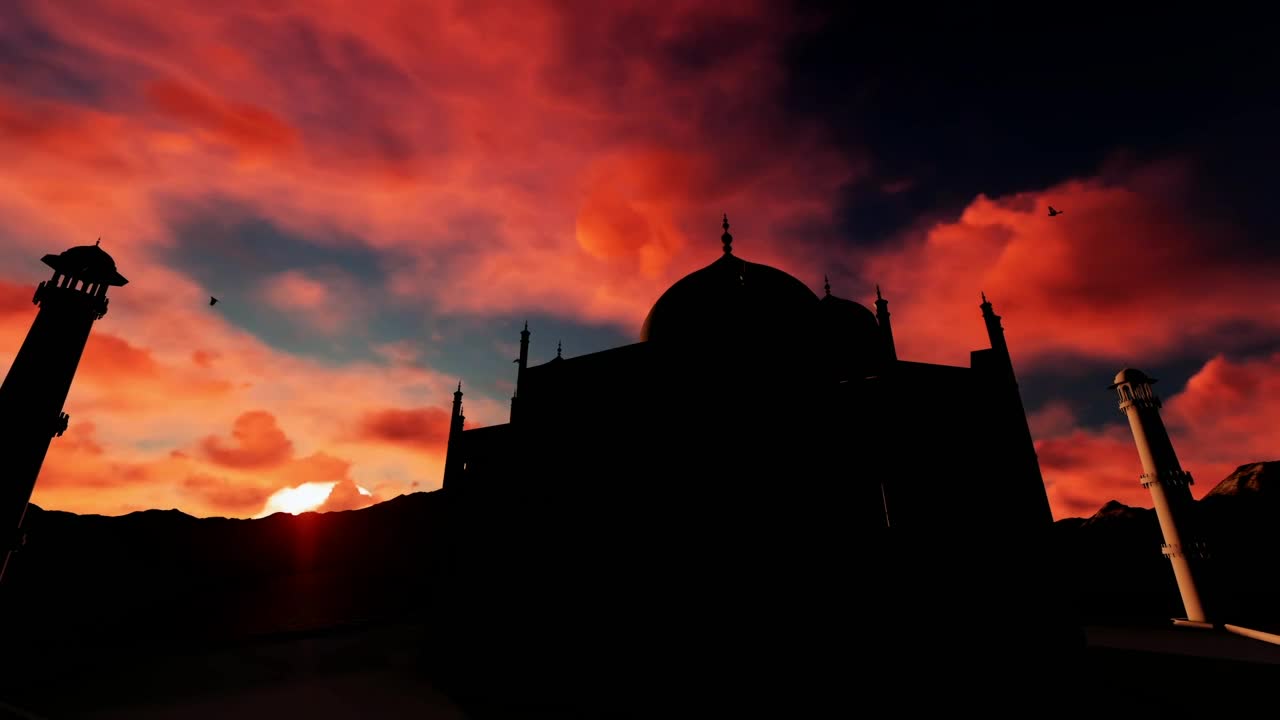 Download Free Stock Video Silhouette Of The Taj Mahal With The Sunset Behind Live Wallpaper