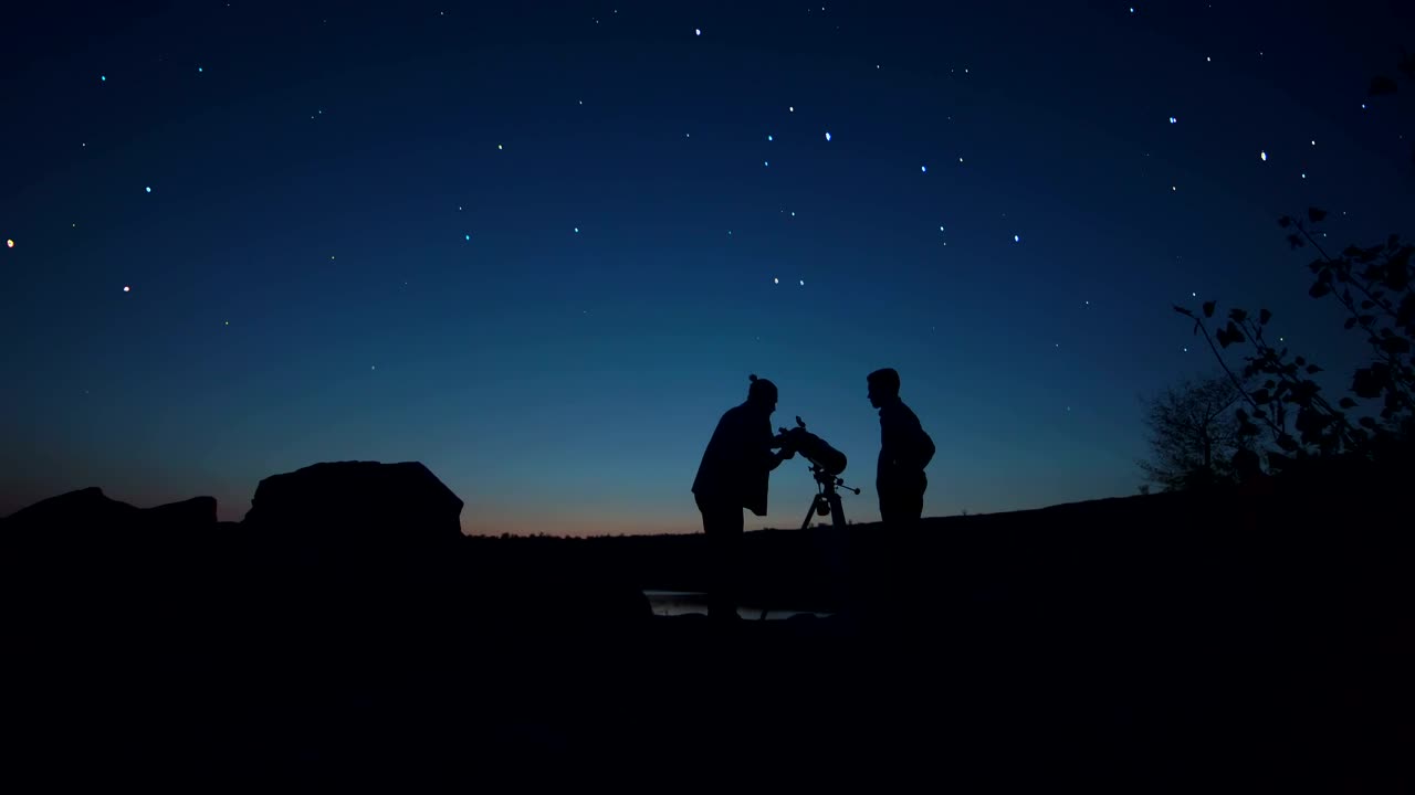 Download Free Stock Video Silhouettes Of A Couple Of Men And A Telescope Live Wallpaper