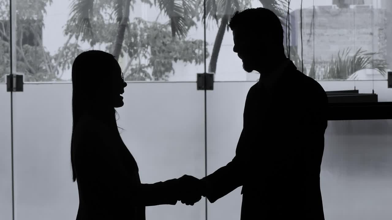 Download Free Stock Video Silhouettes Of A Woman And A Man Shaking Hands Live Wallpaper