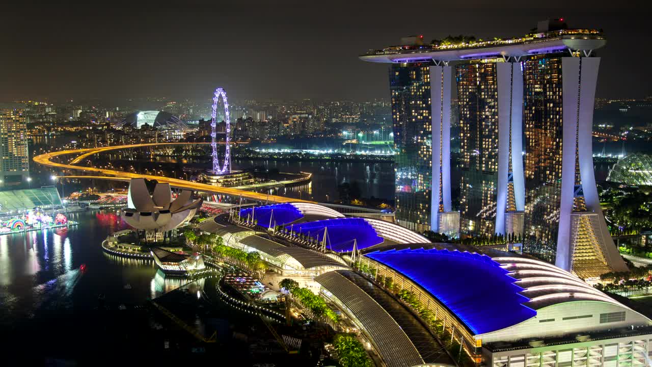 Download Free Stock Video Singapore Cityscape And Harbor At Night Live Wallpaper