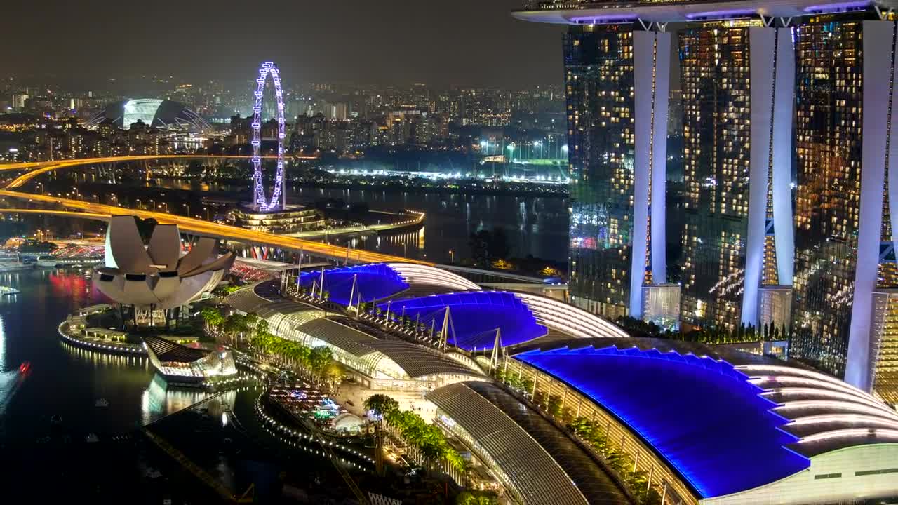 Download Free Stock Video Singapore Marina Bay Area At Night Live Wallpaper