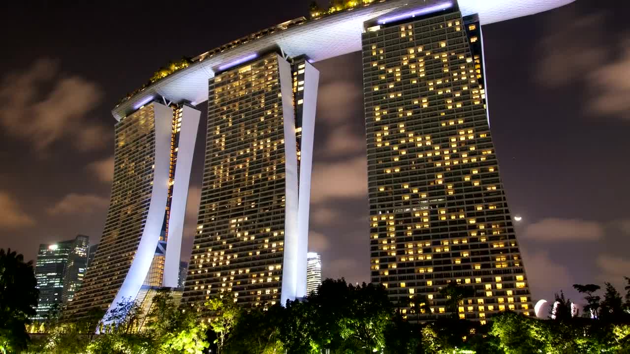 Download Free Stock Video Singapore Marina Bay Time Lapse At Night Live Wallpaper