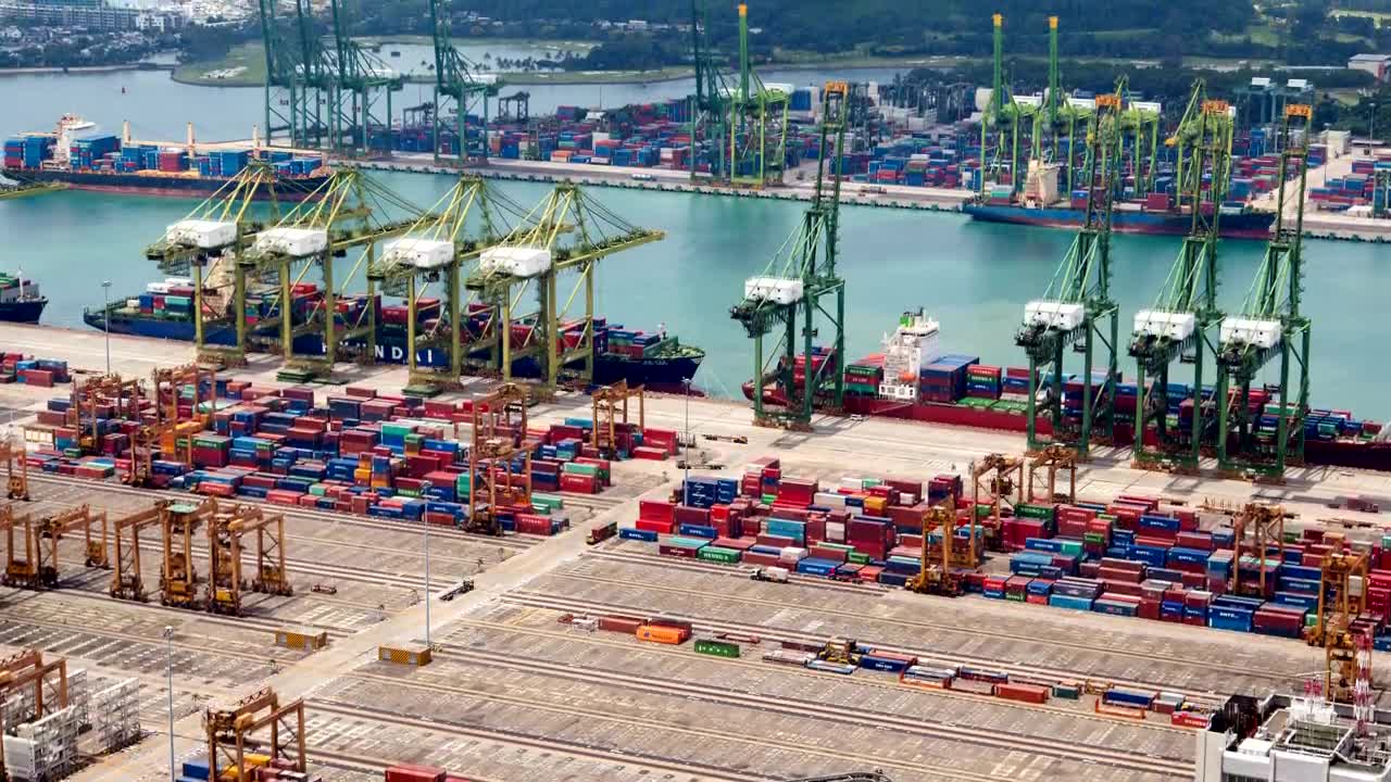 Download Free Stock Video Singapore Trading Port And Cranes Time Lapse Live Wallpaper